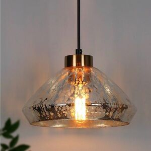 Modern Mercury Glass Pendant Light 9.8” Black Brass Kitchen Island E26